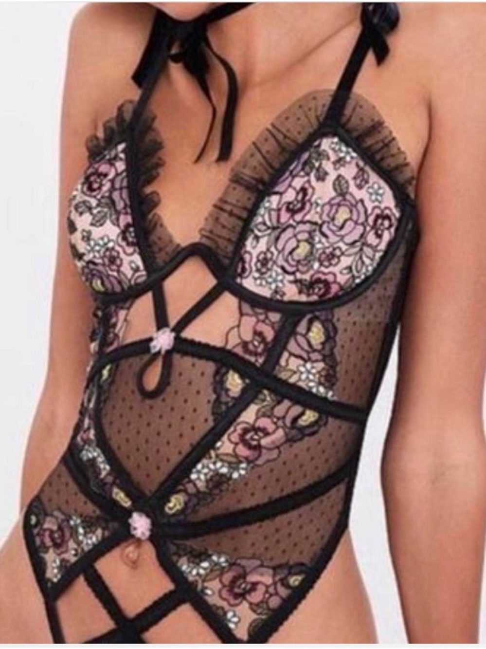 for love & lemons floral lace bodysuit coquette y2k